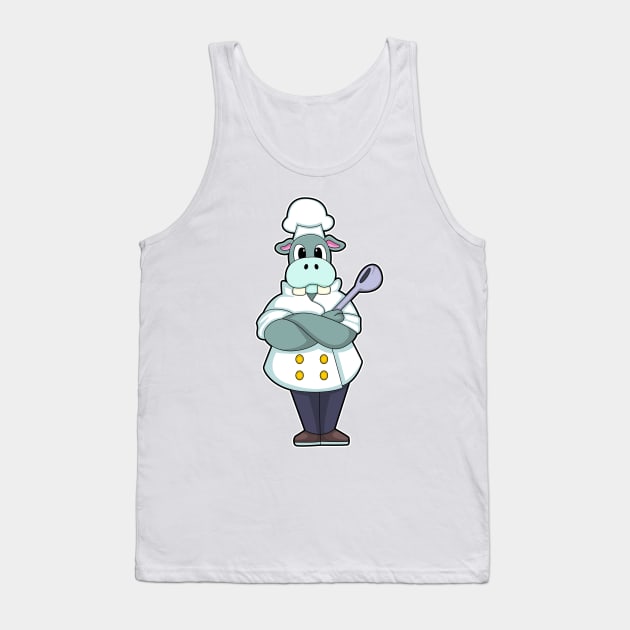 Hippo as Cook with Wooden spoon & Cooking apron Tank Top by Markus Schnabel